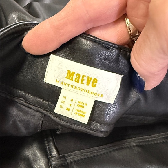 Anthropologie | Maeve Naomi Black Faux Leather Hi/Rise Wide Leg Pant Size US4 - Picture 9 of 11
